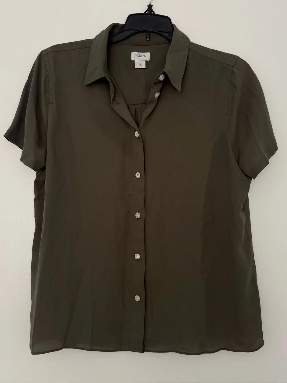 J. Crew Olive Green Short-Sleeve Button-Down Shirt